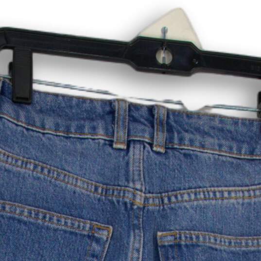 Topshop Womens Blue Denim Medium Wash Raw Hem Mini Skirt Size 2 image number 4
