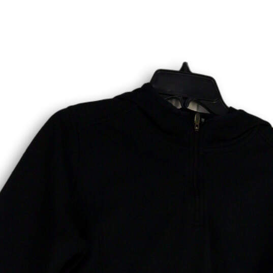 Womens Black Long Sleeve 1/4 Zip Modern Pullover Hoodie Size Large image number 3
