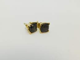 14K Yellow Gold Faceted Smoky Quartz Stud Earrings 2.3g alternative image