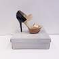 Jessica Simpson Vadio Leather Platform Heels Pearlized Tan Black 9 image number 1