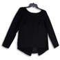 Womens Black Round Neck Long Sleeve Stretch Pullover Blouse Top Size XS image number 1
