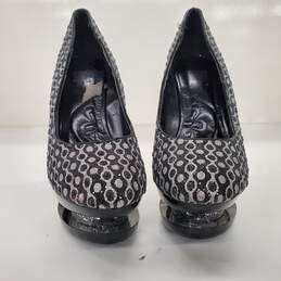 Mona Mia Collezione Black Silver Stiletto Pumps Women's Size 9 alternative image