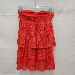 NWT Anthropologie Maeve Strapless Red Lace Mini Dress Size XS alternative image