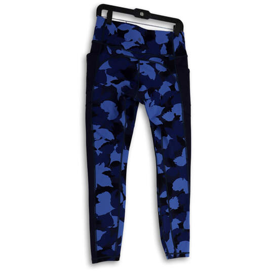 Womens Blue Printed Flat Front Elastic Waist Pull-On Ankle Leggings Size MT image number 2