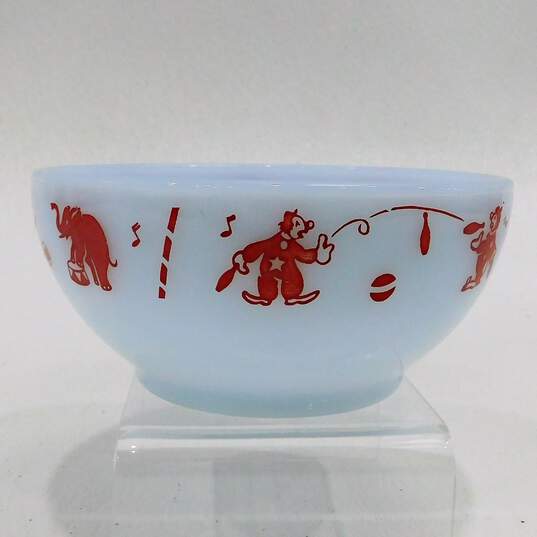 Vintage MCM Mid Century Anchor Hocking Fire King Circus Themed Childs Bowl image number 3