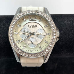 Designer Fossil ES-2344 White Strap Mother Of Pearl Dial Analog Wristwatch