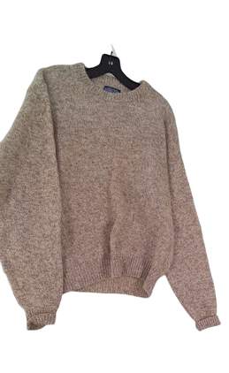 Mens Beige Long Sleeve Crew Neck Knitted Pullover Sweater Size XL