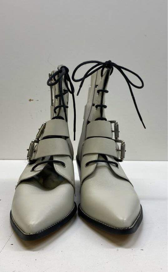 TOPSHOP Leather Buckle Cut Out Lace Up Ankle Western Boots Shoes Women's Size 39 image number 2