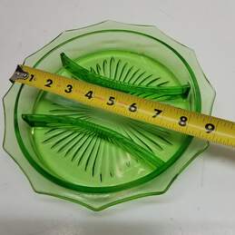 Vintage Green Glass Dish with Dividers alternative image