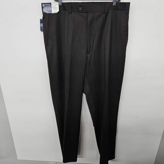 Stafford Brown Striped Dress Pants image number 1