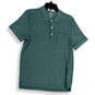 Mens Green Pique Slim Spread Collar Short Sleeve Polo Shirt Size Medium image number 1