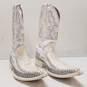 White Diamonds Boots White Rhinestone Leather Croc Embossed Western Boots Men's Size 7.5 M image number 3