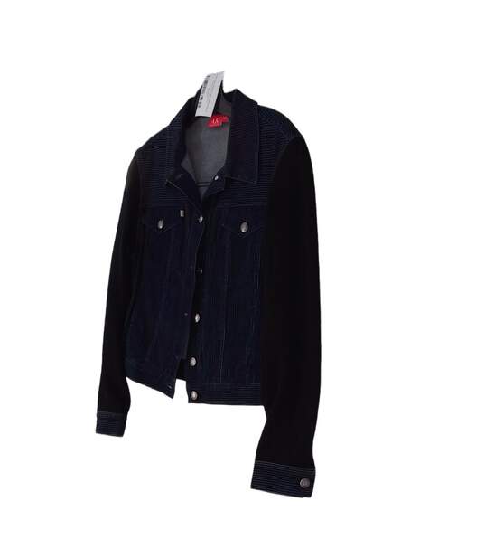 Womens Blue Long Sleeve Collared Denim Jean Jacket Size Medium image number 2