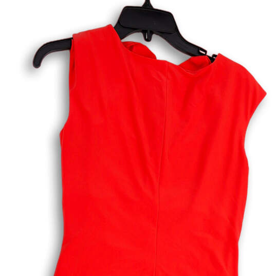 Womens Orange Sleeveless Drape Neck Stretch Pullover Sheath Dress Size 6 image number 1