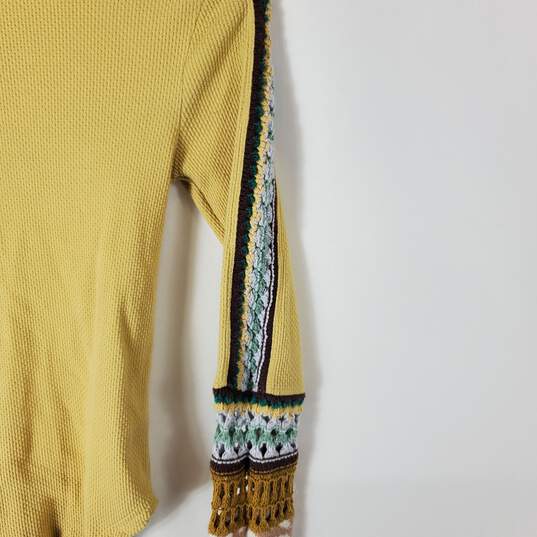 Free People Women Yellow Thermal Sweater sz XS image number 5