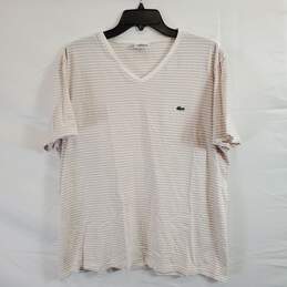 Lacoste Men White Stripe T Shirt sz 7