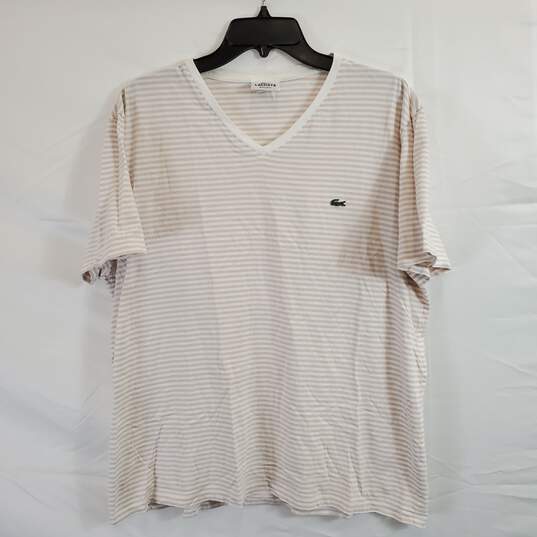 Lacoste Men White Stripe T Shirt sz 7 image number 1