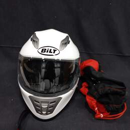 BiLT Raptor White Motorcycle Helmet Size XS w/ Bag
