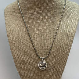 Designer Brighton Silver-Tone Rhinestone Round Shape Pendant Necklace