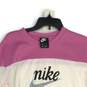Nike Womens Pink White Long Sleeve Logo Pullover Sweatshirt Size M image number 3