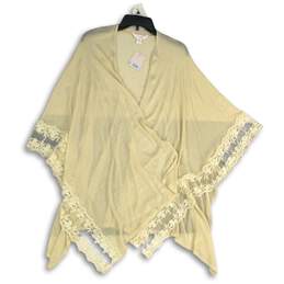 NWT Lauren Conrad Womens Cream Open Front Poncho Cardigan Sweater One Size