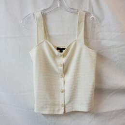 J. Crew White Textured Button Up Tank Top Size S