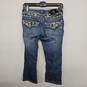 Blue Denim Embellished Cuffed Crop Jeans image number 2