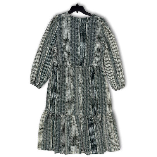 NWT Womens Green Snake Print Long Sleeve V-Neck Midi Blouson Dress Size L image number 2