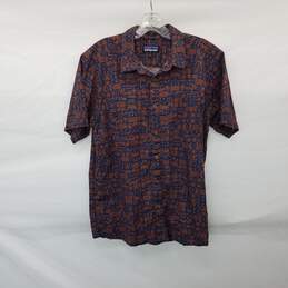 Patagonia Blue & Brown Patterned Organic Cotton& Hemp Button Up Shirt WM Size M