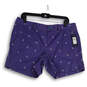 NWT Womens Blue Printed Flat Front Slash Pocket Chino Shorts Size 12 image number 1