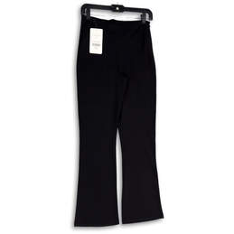 NWT Womens Black Flat Front Flared Side Zip Trouser Pants Size Small alternative image