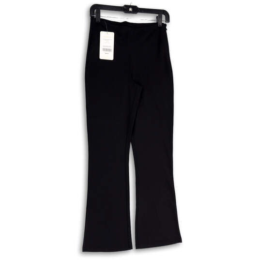 NWT Womens Black Flat Front Flared Side Zip Trouser Pants Size Small image number 2