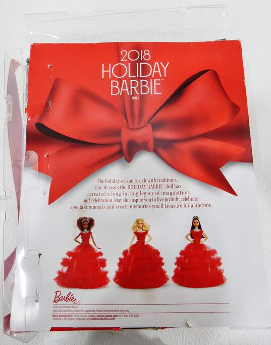2018 Barbie 30th Anniversary Holiday Doll In Red Dress In Box image number 5