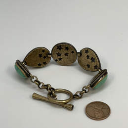 Designer Lucky Brand Gold-Tone Mint Green Cabochon Toggle Chain Bracelet alternative image