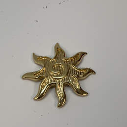 Designer Givenchy Gold-Tone Celestial Sun Swirl Fashionable Brooch Pin