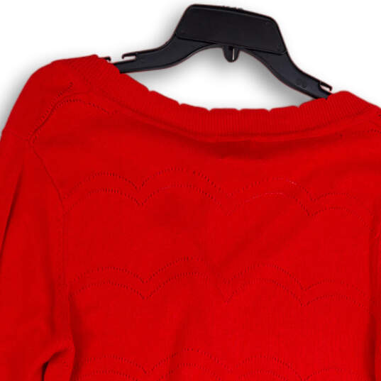 NWT Womens Red Knitted Long Sleeve Front Button Cardigan Sweater Size L/14 image number 4
