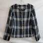 Topshop black gray white plaid tweed button front jacket 8 image number 1