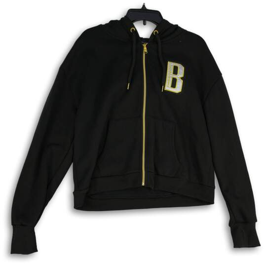 NWT Bebe Sport Womens Black Gold Long Sleeve Full-Zip Hoodie Size XL image number 1
