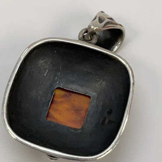 Designer Silpada Sterling Silver Baltic Amber Square Stone Chain Pendant image number 4