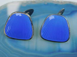 Vintage Finn Jensen Norway Sterling Silver Blue Enamel Cuff Links 9.7g alternative image