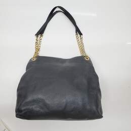 Michael Kors Black Pebbled Leather Gold Chain Shoulder Bag 13x10x4"