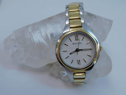 Ladies Bulova 98L217 Roman Numeral Two Tone Stainless Steel Quartz Watch 58.1g image number 1