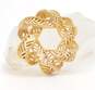 Vintage Crown Trifari Gold Tone Scrolled Cut Out Ribbon Brooch 17.2g image number 1