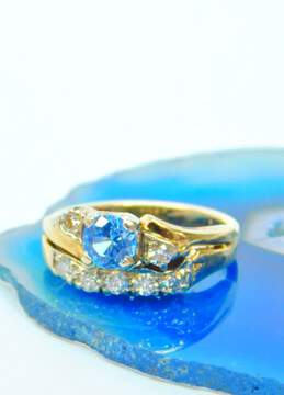 Vintage 14K White Gold 0.21 CTTW Diamond & Blue Spinel Ring 4.5g alternative image