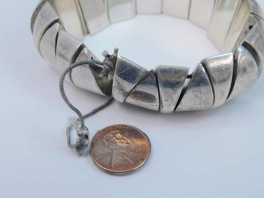 Taxco Mexico Artisan 925 Sterling Silver Chunky Statement Bracelet For Repair 136.9g image number 6
