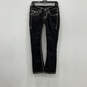 Womens Black Denim Dark Wash 5-Pocket Design Bootcut Jeans Size 27 image number 1
