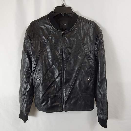 Guess Women Black Faux Leather Jacket Sz S image number 1