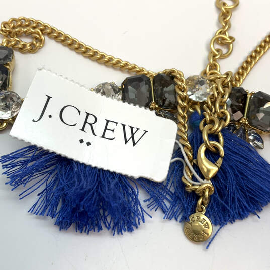NWT Designer J.Crew Gold-Tone Crystal Stone Statement Necklace w/ Dust Bag image number 4