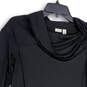 Womens Black Strech Cowl Neck Long Sleeve Pullover Tunic Top Size Medium image number 4