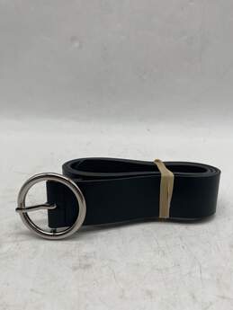 Womens Black Leather Round Buckle Adjustable Waist Belt Size XS W-0557210-D